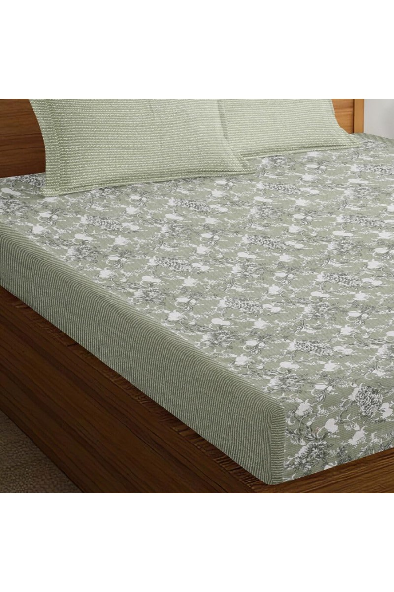 Hitech Sales Green Polycotton Double Bedsheet | Soft, Durable & Fade-Resistant | Ideal for Double Bed | Easy Care & Washable