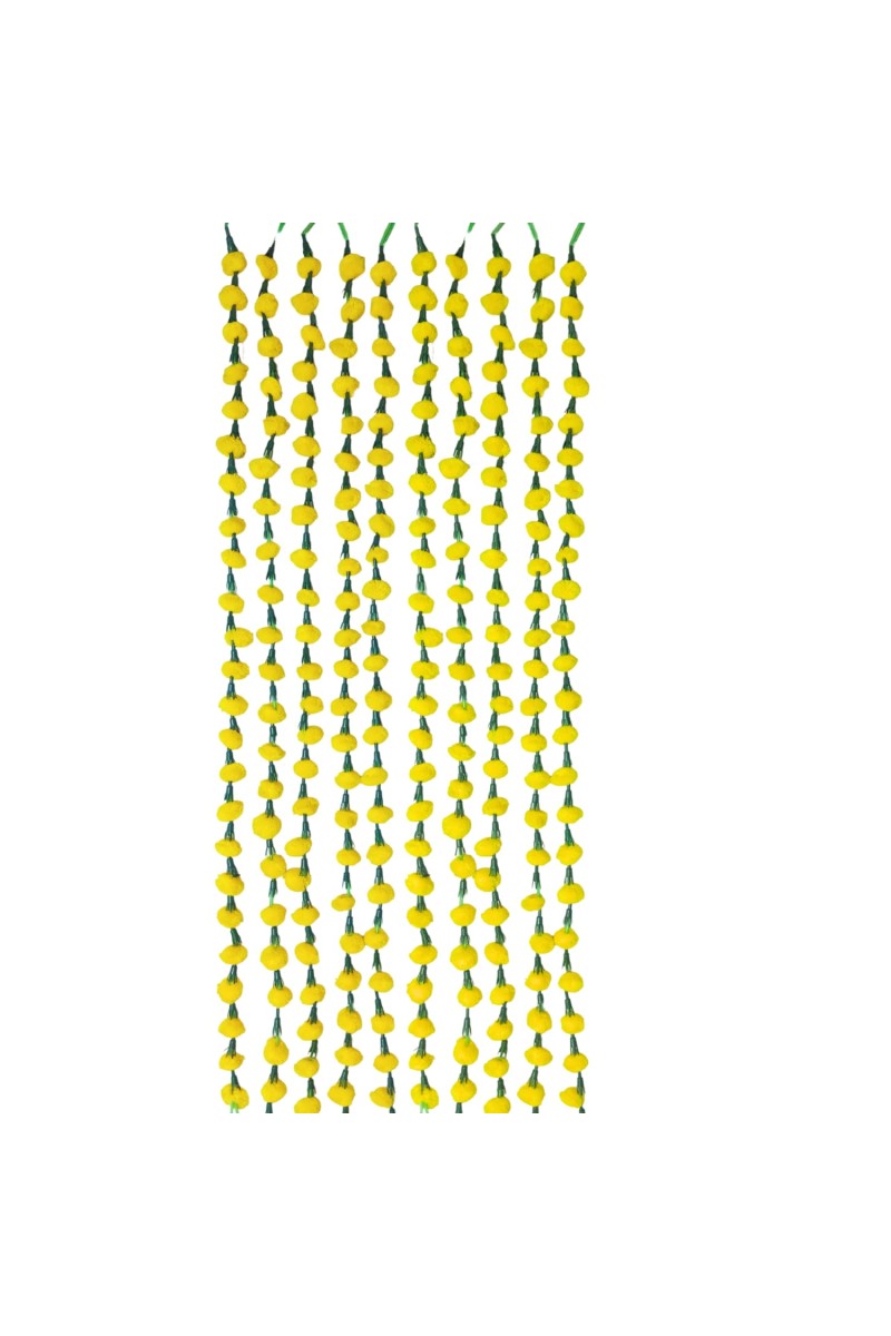 Hitech Sales 10 Woolen Artificial Long Marigold Fluffy Flower Garland Strings for Home Decoration, Pooja Mandir Decor Genda Phool for Wedding and Festivals, Diwali (40 inch) (Yellow)