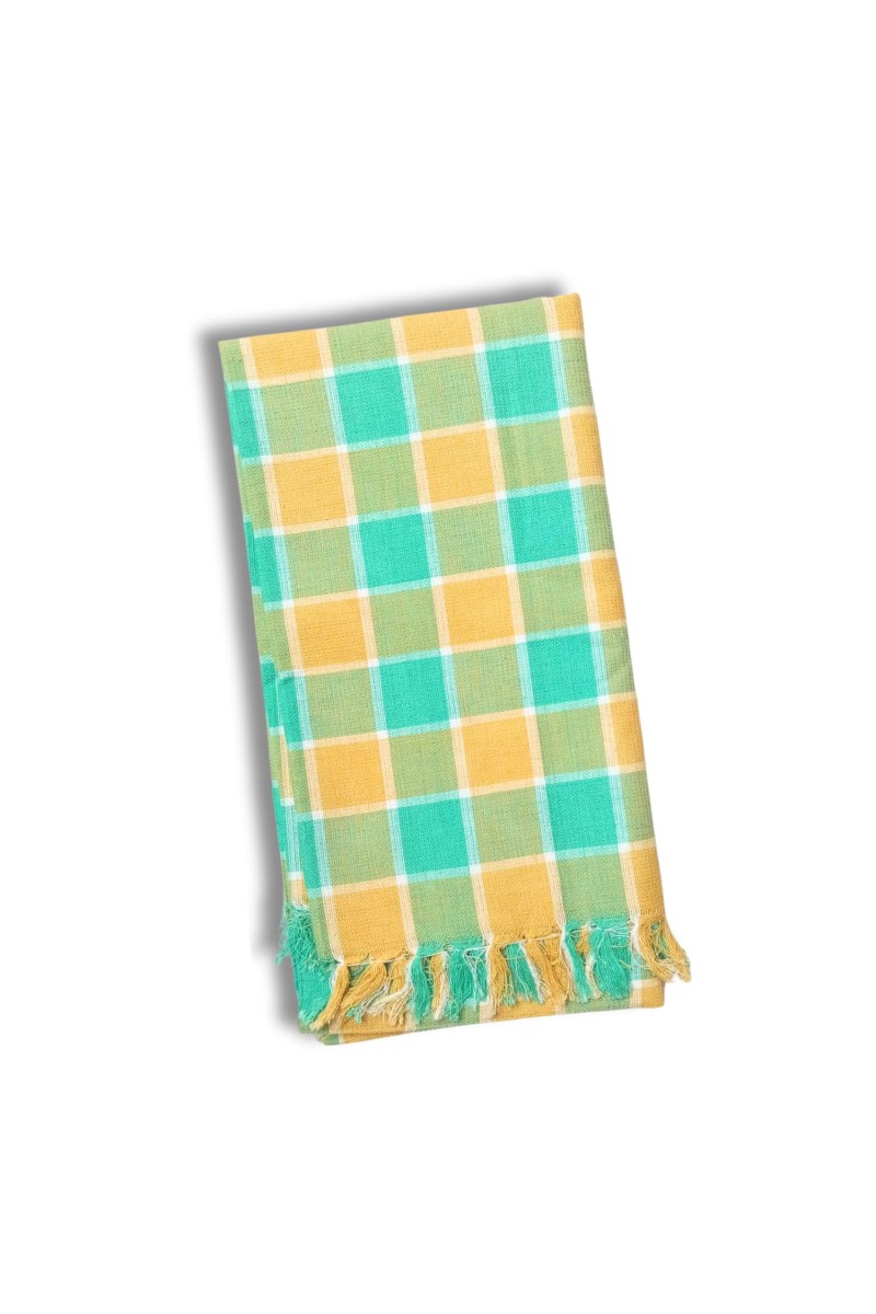 Hitech Sales Cotton Handloom Towels, Heavy Quality Bath, Face & Hand Towels (Pack of 1, Multi-Color, Size 30 x 60 cm) (Yellow Checked)