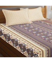 Hitech Sales Brown Geometric Printed Double Bedsheet | Soft, Durable & Fade-Resistant | Ideal for Double Bed | Easy Care & Washable
