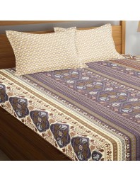 Hitech Sales Brown Geometric Printed Double Bedsheet | Soft, Durable & Fade-Resistant | Ideal for Double Bed | Easy Care & Washable
