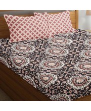 Hitech Sales Brown Geometric Printed Double Bedsheet | Soft, Durable & Fade-Resistant | Easy Care & Washable
