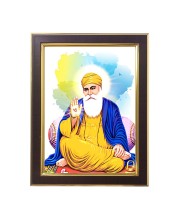 Hitech Sales Guru Nanak Dev Ji Photo Frame for Home & Temple Decoration, Polystyrene Material, Brown (7 x 9 inches with Printed Photo)