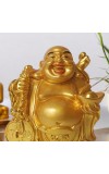 Hitech Sales Laughing Buddha, Marble Resin Gold Feng Shui Statues for Home, Office, Dining Room Decor, Asian Gift Showpiece (Set of 2)