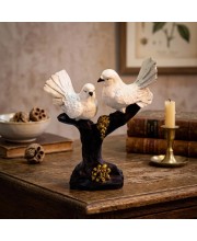 White Bird Couple Decorative Showpiece on Tree Branch Base | Resin Love Birds Figurine for Home & Office Décor | Elegant Tabletop Statue for Living Room, Bedroom & Gift Purpose