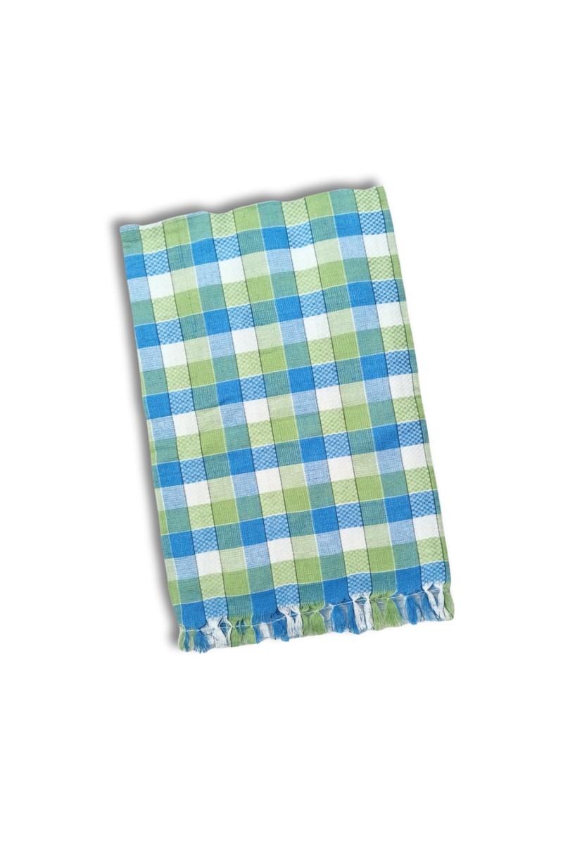 Hitech Sales Cotton Handloom Towels, Heavy Quality Bath, Face & Hand Towels (Pack of 1, Multi-Color, Size 30 x 60 cm) (Blue Checked)