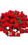 Hitech Sales 10 Woolen Artificial Long Marigold Fluffy Flower Garland Strings for Home Decoration, Pooja Mandir Decor Genda Phool for Wedding and Festivals, Diwali (40 inch) (Red)