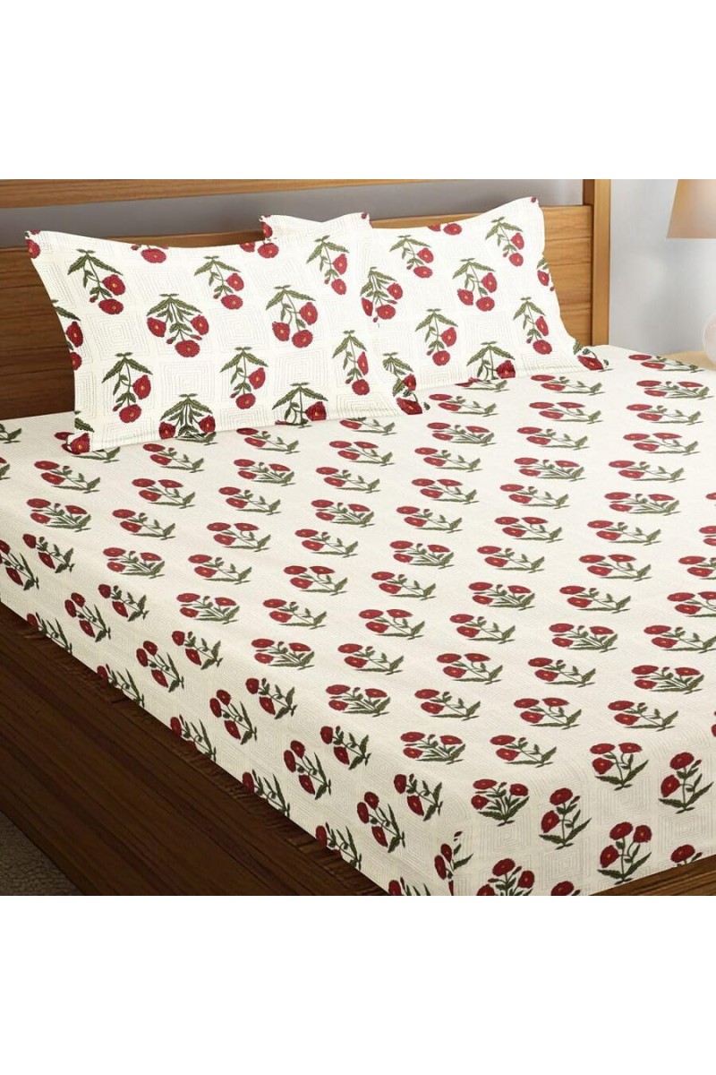 Hitech Sales Cotton Double Bedsheet - Pink| Soft, Durable & Fade-Resistant | Ideal for Double Bed | Easy Care & Washable