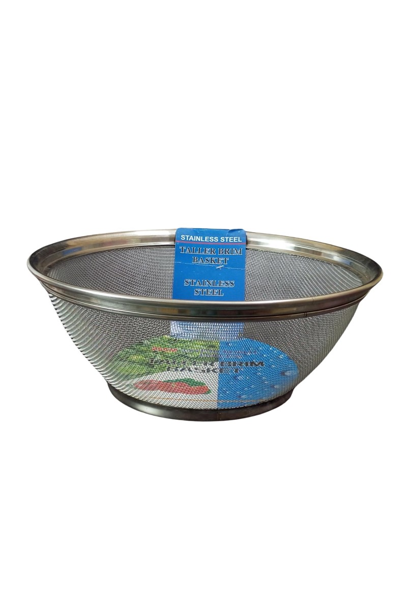 HiTechMart Stainless Steel Mesh Strainer Basket – Heavy-Duty Colander for Washing, Rinsing & Draining Fruits, Vegetables, Rice & Pasta – Rustproof, Durable & Food-Grade Kitchen Sieve