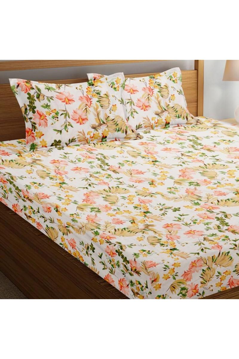 Hitech Sales Blue Printed Double Bedsheet | Soft, Durable & Fade-Resistant | Ideal for Double Bed | Easy Care & Washable