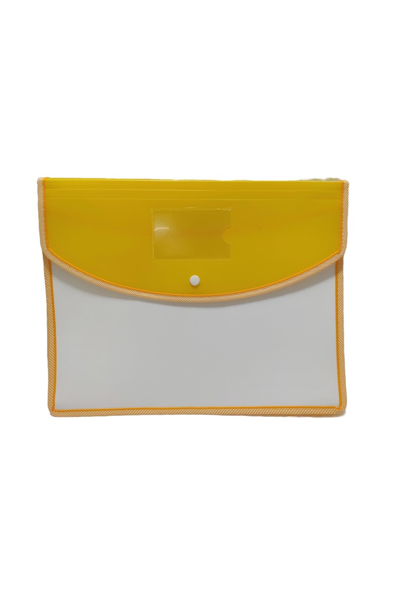 Hitech Sales Envelope Folder, Poly-Plastic A4 Documents File Storage Bag with Snap Button Certificate File Holder Document Folder for Certificates (A4) (Yellow)