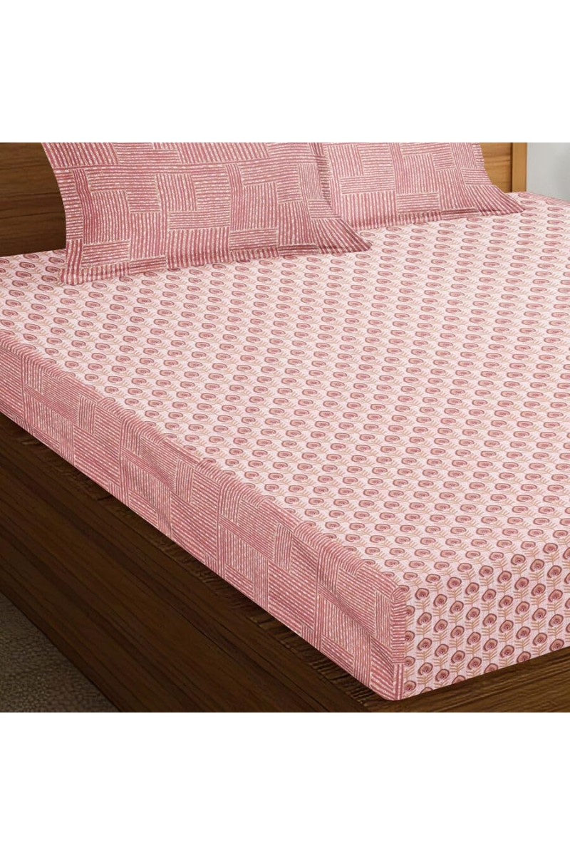 Hitech Sales Pink Polycotton Double Bedsheet | Soft, Durable & Fade-Resistant | Ideal for Double Bed | Easy Care & Washable