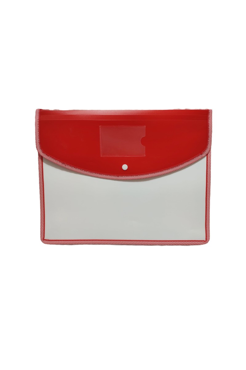 Hitech Sales Envelope Folder, Poly-Plastic A4 Documents File Storage Bag with Snap Button Certificate File Holder Document Folder for Certificates (A4) (Red)