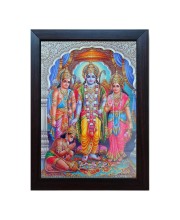 Hitech Bhagwan Shri Ram, Sita MATA, Lakshman Ji with Hanuman Ji Laminated Photo Frame for Table, Study & Living Room, Pooja, Gifts, Divine Blessings for Your Home