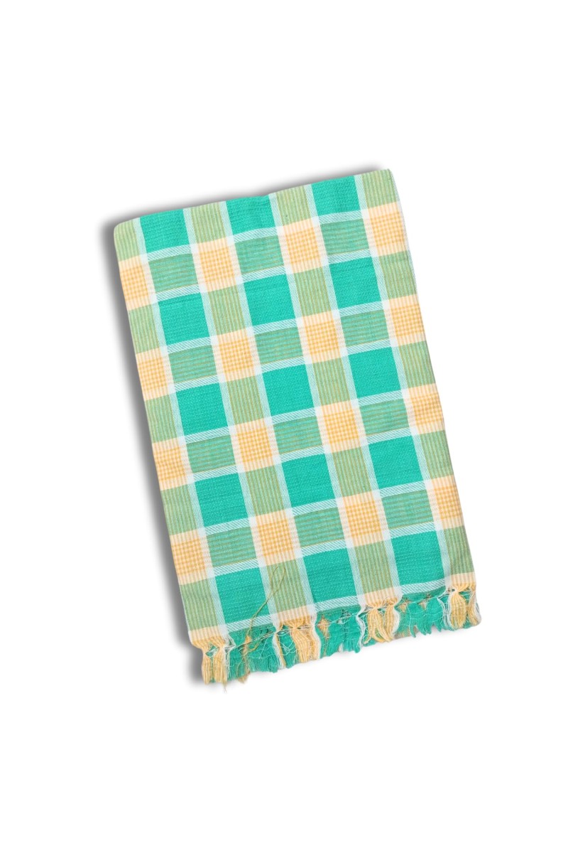Hitech Sales Cotton Handloom Towels, Heavy Quality Bath, Face & Hand Towels (Pack of 1, Multi-Color, Size 30 x 60 cm) (Light Yellow Checked)