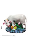 Hitech White Color Small Size Table Decor Religious Idol Cow & Gopal Set Hitech White Color Small Size Table Decor Religious Idol Cow & Gopal Set