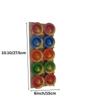 Pack of 10 Decorative Clay Diyas for Diwali – Hand-Painted Multicolor Traditional Oil Lamps – Festival Home Decor with Om Design – Eco-Friendly Diya Set for Pooja, Gifts & Celebrations