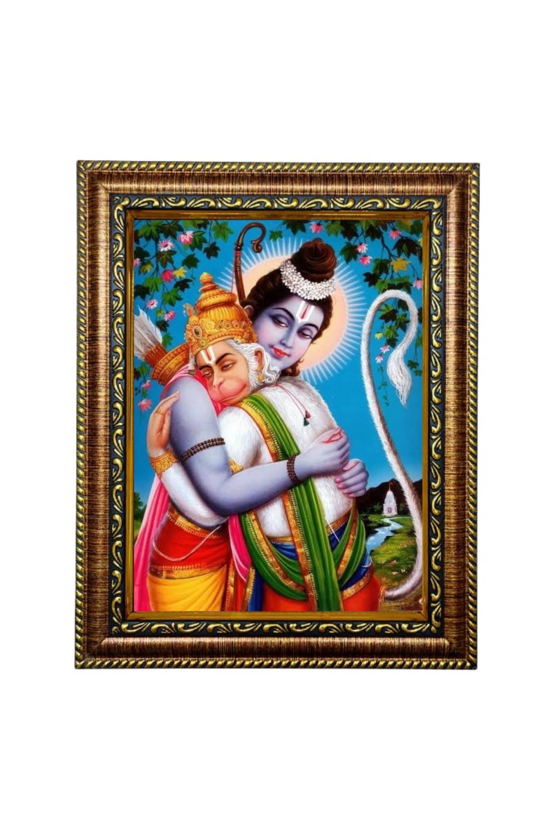 Hi Tech Sales Hanuman ji with Bhagwan Shiv Laminations Photo Frame for Table, Study & Living Room, Gifts : Divine Blessings for Your Home (Synthetic Wood Base and Front face - Glass) (7 x 9)