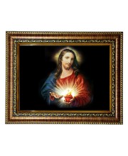HiTech SalesSacred Heart of Jesus Photo Frame Deity Wall Art Sacred Heart Image icon Religious Deity for Office, Wall/Table, Study Room & Living Room, Gifts | PVC Frame & Front Face - Glass (9 x 7)