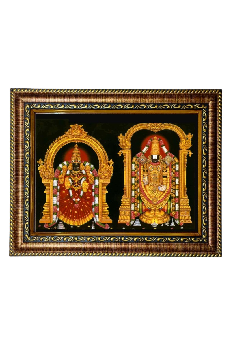 HiTech Sales Lord Tirupati Balaji Padmavati Photo Frame Tirumala Venkateswara Deity for Office, Wall/Table, Study Room & Living Room, Gifts | PVC Frame & Front Face - Glass (9 x 7 in)