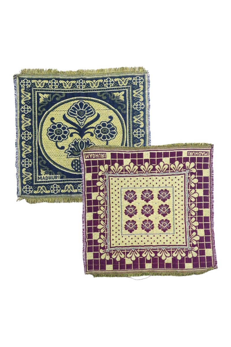 Hitech Sales Pure Cotton Puja Aasan Set Designer Prayer Mats for Puja, Meditation or Sitting on Floor & Multipurpose Use - Size 20 x 20 inch (Multicolor) (2)