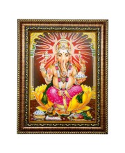 Hi Tech Sales Bhagwan Ganesh/Ganpati Bappa Photo Frame Laminated || Use for Wall/Table, Study & Living Room, Gifts || PVC Frame & Face - Glass (7 x 9 inch)