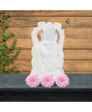 HiTechMart Handcrafted White Marble Lord Ganesha Idol | Vastu & Feng Shui Blessings | Home, Office & Temple Décor | Spiritual Gift for Pooja & Festivals - 9.5 cm
