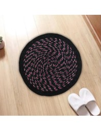 Hi Tech Sales Rugs, Cotton Door Mat (40X40cm) | Absorbent Microfibre Solid Bath Mat | Non Slip Mats for Bathroom, Bedroom, Kitchen, Door Mat, Floor Mat & Entrance | Pack of 1, Round Shape, Black