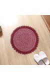 Hitech Rugs Durable Cotton Door Mat || Heavy Duty Indoor Outdoor Easy Clean Mats for Living Room, Bathroom, Kitchen, Entrance (Pack of 1, Round Shape, Red)