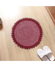 Hitech Rugs Durable Cotton Door Mat || Heavy Duty Indoor Outdoor Easy Clean Mats for Living Room, Bathroom, Kitchen, Entrance (Pack of 1, Round Shape, Red)