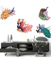 Hitech 3D Peacock Wall Decor Stickers | 4 in 1pack | 3D Printed Wall Decor Peacock Wall Art for Wall Design