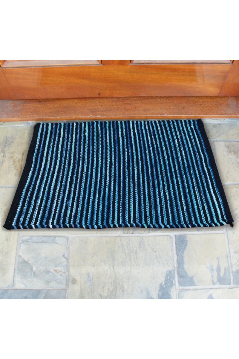 Hi Tech Sales Cotton Anti Slip Floor Water Soak Door Mat | Bathmat & Home, Kitchen, Office Entrance Mats | Rectangular, Blue, 38 x 58 cm