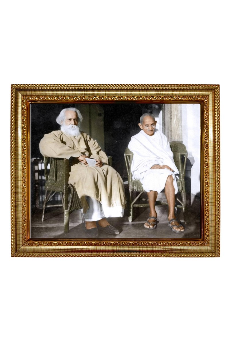 Hi Tech Sales Rabindra Nath Tagore with Gandhi ji(Bapu) Laminated Photo Frame for Wall/Table, Study & Living Room, Gifts (7 x 9 inch)