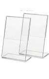 Clear Acrylic L Shape Display Stand 9.5 x 7 cm – Transparent Photo Holder, Price Tag Holder, Table Sign Display Stand for Shop Counter, Office Desk, Restaurant Menu & Photo Frame (2)
