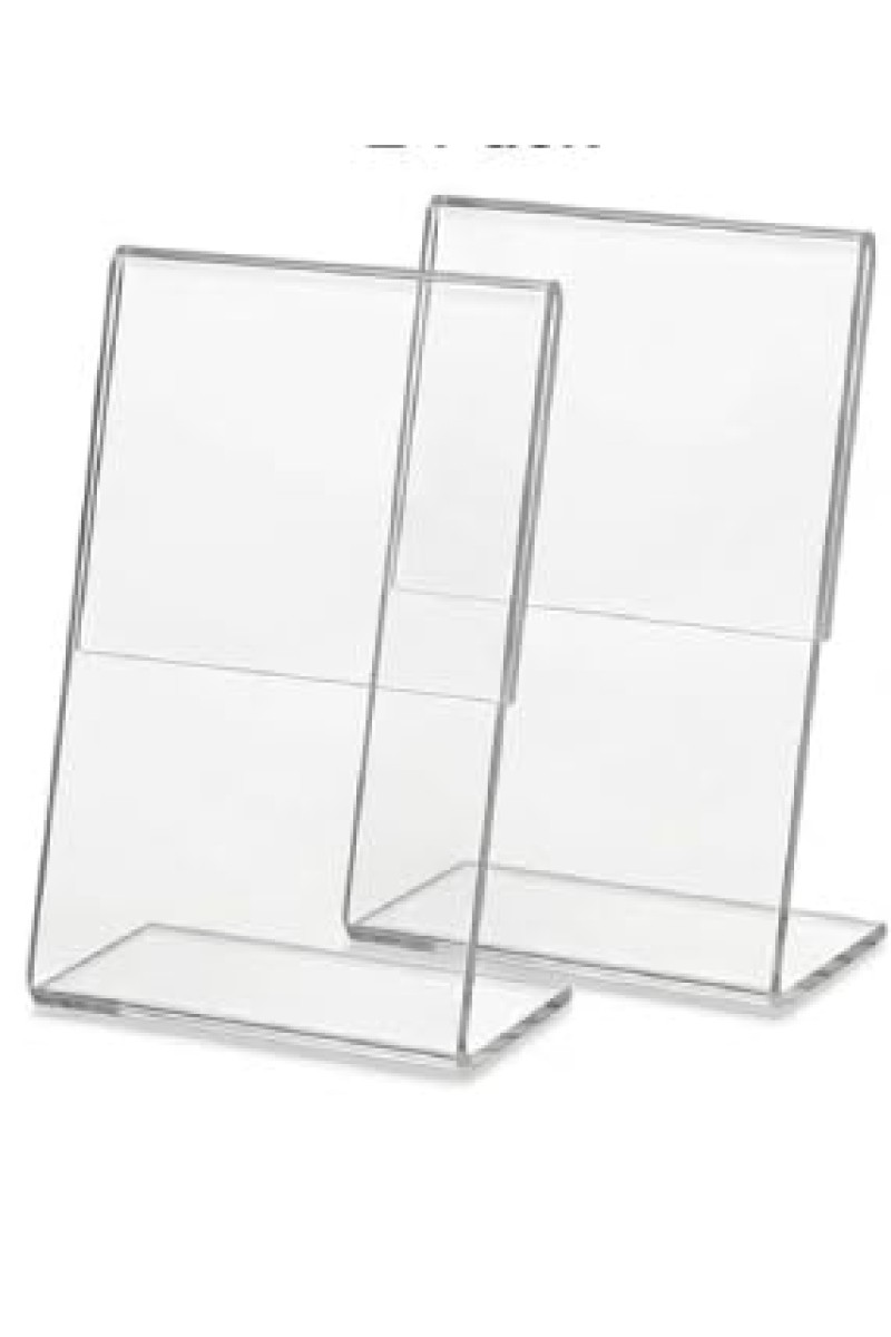 Clear Acrylic L Shape Display Stand 9.5 x 7 cm – Transparent Photo Holder, Price Tag Holder, Table Sign Display Stand for Shop Counter, Office Desk, Restaurant Menu & Photo Frame (2)