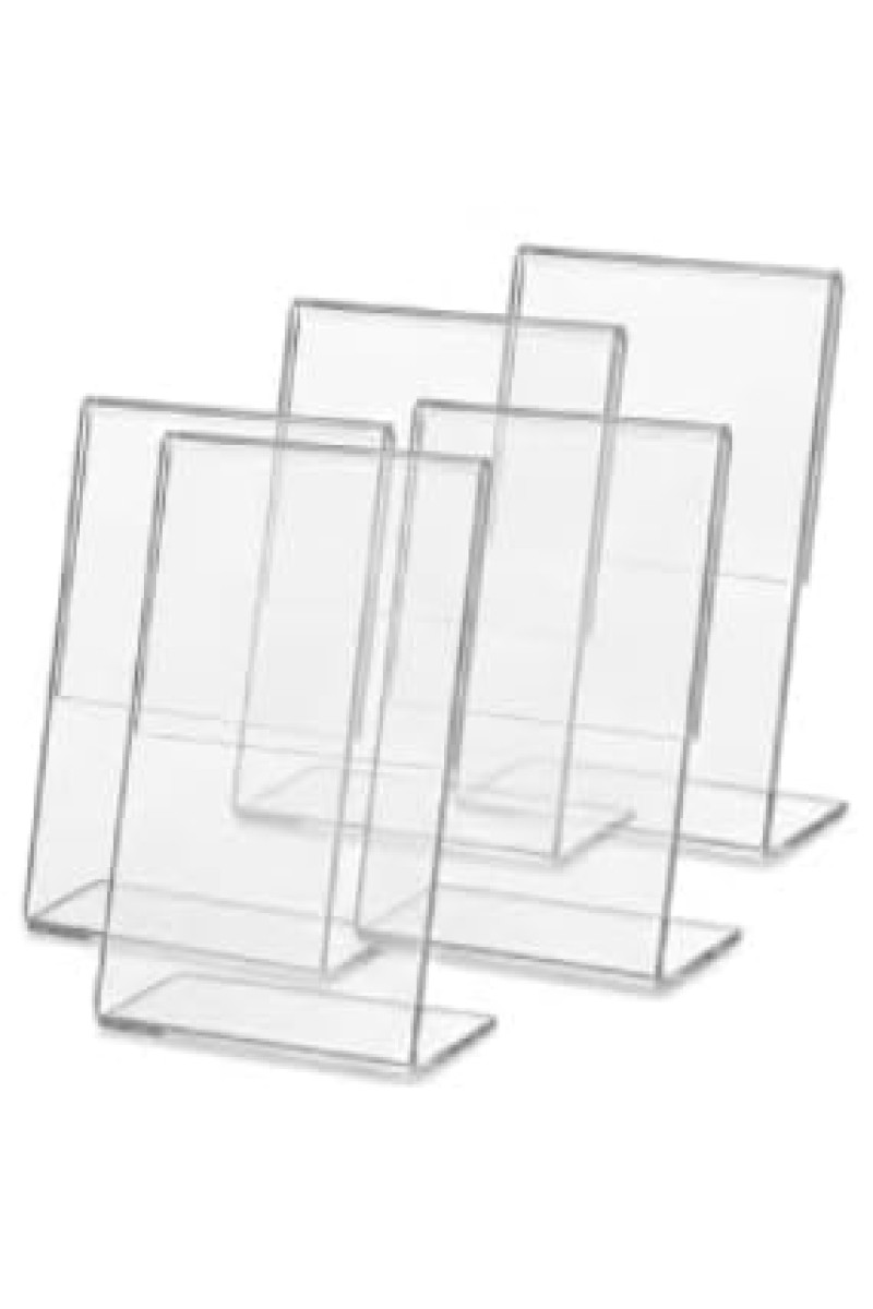 Clear Acrylic L Shape Display Stand 9.5 x 7 cm – Transparent Photo Holder, Price Tag Holder, Table Sign Display Stand for Shop Counter, Office Desk, Restaurant Menu & Photo Frame (5)