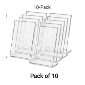 Clear Acrylic L Shape Display Stand 9.5 x 7 cm – Transparent Photo Holder, Price Tag Holder, Table Sign Display Stand for Shop Counter, Office Desk, Restaurant Menu & Photo Frame (10) Clear Acrylic L Shape Display Stand 9.5 x 7 cm – Transparent Photo Holder, Price Tag Holder, Table Sign Display Stand for Shop Counter, Office Desk, Restaurant Menu & Photo Frame (10)