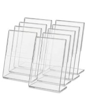 Clear Acrylic L Shape Display Stand 9.5 x 7 cm – Transparent Photo Holder, Price Tag Holder, Table Sign Display Stand for Shop Counter, Office Desk, Restaurant Menu & Photo Frame (10)