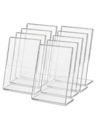 Clear Acrylic L Shape Display Stand 9.5 x 7 cm – Transparent Photo Holder, Price Tag Holder, Table Sign Display Stand for Shop Counter, Office Desk, Restaurant Menu & Photo Frame (10)