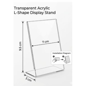 Clear Acrylic L Shape Display Stand 9.5 x 7 cm – Transparent Photo Holder, Price Tag Holder, Table Sign Display Stand for Shop Counter, Office Desk, Restaurant Menu & Photo Frame (10) Clear Acrylic L Shape Display Stand 9.5 x 7 cm – Transparent Photo Holder, Price Tag Holder, Table Sign Display Stand for Shop Counter, Office Desk, Restaurant Menu & Photo Frame (10)