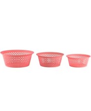 Hitech Home One Desire Pink Plastic Basket (Set of 3)