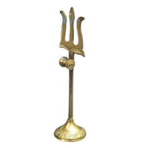 HiTechMart Handcrafted Brass Trishul Stand – Divine Hindu Trident for Puja, Home Temple & Spiritual Décor – Durable & Auspicious Religious Symbol for Lord Shiva Worship