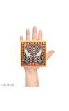 HiTechMart Makrana Marble Puja Chowki Combo Set – Hand-Painted Meenakari & Kundan Work Bajot/Singhasan for Mandir, Festival, Vrat, Decorative Pooja Platform for Idols & Gift Purpose
