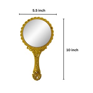 Makeup Plastic Portable Hand Mirror | Compact Handheld Mirror for Travel, Beauty, and Daily Use (Gold)