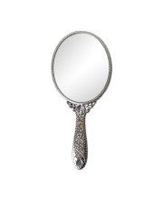 Makeup Plastic Portable Hand Mirror | Compact Handheld Mirror for Travel, Beauty, and Daily Use (Silver)