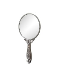 Makeup Plastic Portable Hand Mirror | Compact Handheld Mirror for Travel, Beauty, and Daily Use (Silver)