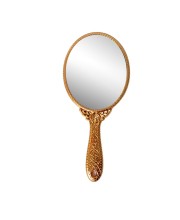Makeup Plastic Portable Hand Mirror | Compact Handheld Mirror for Travel, Beauty, and Daily Use (Brown)