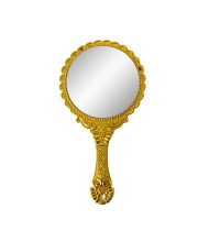 Makeup Plastic Portable Hand Mirror | Compact Handheld Mirror for Travel, Beauty, and Daily Use (Gold)