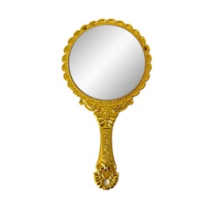 Makeup Plastic Portable Hand Mirror | Compact Handheld Mirror for Travel, Beauty, and Daily Use (Gold)