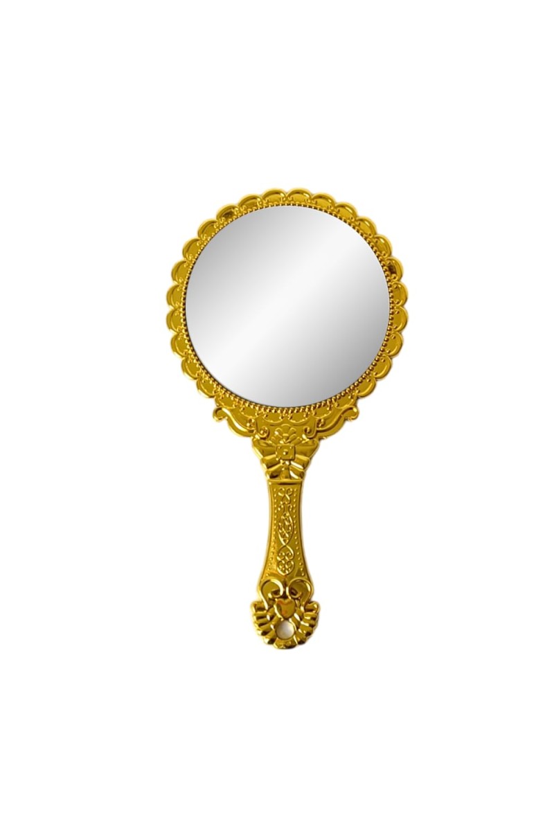 Makeup Plastic Portable Hand Mirror | Compact Handheld Mirror for Travel, Beauty, and Daily Use (Gold)